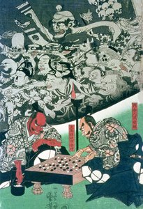 Il ragno della terra che fa magie nel palazzo di Raiko (stampa a blocchi di legno) da Utagawa Kuniyoshi